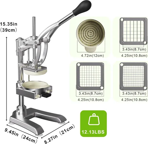 Miniatura 5 de Exprimidor comercial 2 en 1 y picadora - Prensa manual de exprimidor resistente de hierro fundido para exprimir limón, cítricos, naranja, cortador