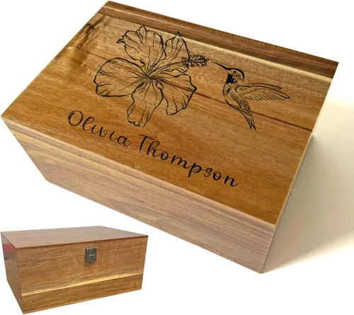 Miniatura 20 de Caja de madera grabada personalizada grande – Caja de recuerdo de madera de acacia con mensaje oculto personalizado, cajas de memoria de nogal