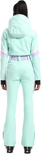 Miniatura 98 de GSOU SNOW Traje de esquí para mujer, traje de nieve delgado de una pieza, chaqueta de nieve, impermeable, resistente al viento, deportes al aire