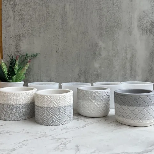 Miniatura 6 de Molde de silicona para maceta de flores redonda de hormigón con patrón vintage, molde de jarrón para plantas suculentas de yeso, molde