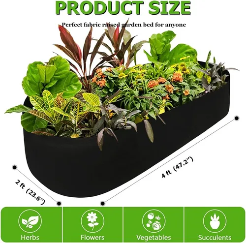 Miniatura 4 de Cama de jardín elevada de tela, macetas elevadas para plantas al aire libre, bolsa rectangular de cultivo de jardín para hierbas, flores y verduras