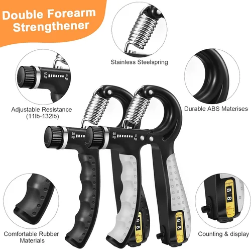 Miniatura 3 de Kit de entrenamiento de fuerza de agarre con fortalecedor de agarre de mano, ejercitador de dedos, anillo de entrenamiento de antebrazo, estirador