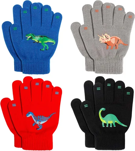 SUNNEEHOME Kids Gloves Winter Bulk for Boys or Girls Gloves Warm Knitted Stretchy Full Fingers Gloves for Birthday Gift