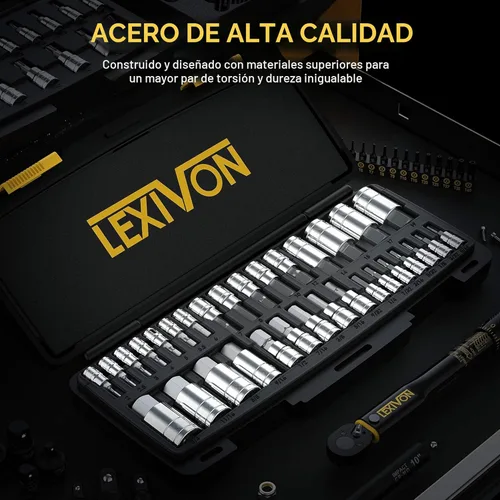 Miniatura 2 de LEXIVON Master - Juego de dados hexagonales, acero de aleación S2 premium Juego completo de 32 piezas, SAE y métrico Estuche de almacenamiento