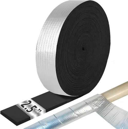 Rollo de cinta aislante para tubo de 2.5" de ancho X 32.8 pies de espuma para tubos al aire libre con lámina de aluminio, cinta aislante adhesiva