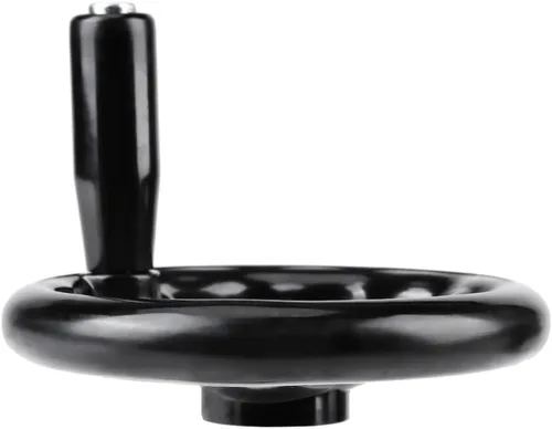 Miniatura 8 de Hilitand Rueda de mano 1 unids 0.472 * 4.921 in negro redondo 3 radios rueda de mano con mango giratorio para fresadora de torno