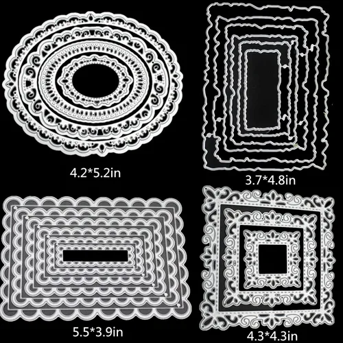 Miniatura 6 de 4 juegos de troqueles de metal - Troqueles de marco, plantillas y moldes para manualidades y álbumes de recortes DIY