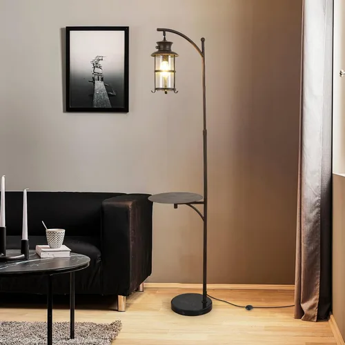 Miniatura 8 de beaysyty Lámparas de pie ajustables retro de granja con bandeja, lámpara de pie alta para dormitorio, decoración del hogar para oficina, sala