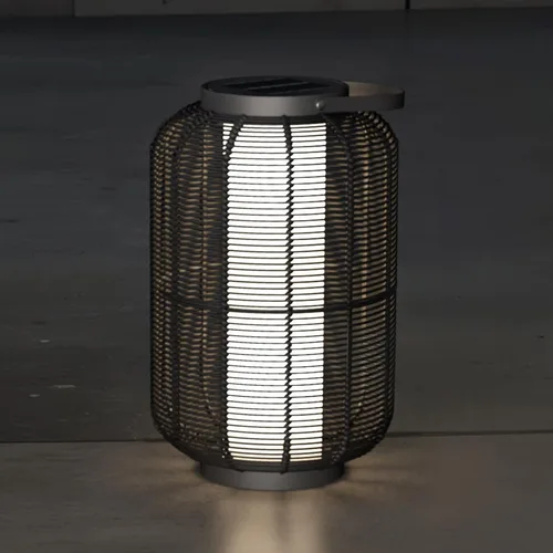 Miniatura 10 de Solar Yard Lámpara de pie para exteriores, luces de patio, farol con energía solar, resistente a la intemperie, luces de mimbre para terraza