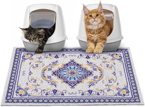 Miniatura 37 de Glittme Alfombrilla de Arena para Gatos con Base Antideslizante, Alfombrilla de Caja de Arena Impermeable que Atrapa la Arena, Fácil de Limpiar