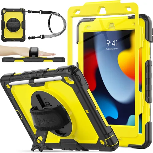 Miniatura 17 de SEYMAC stock Funda para iPad de 9ª/8ª/7ª generación de 10.2", a prueba de golpes con protector de pantalla, soporte para lápiz