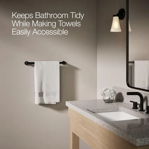 Miniatura 3 de Kohler 97878-BL Kumin Toallero de 18 pulgadas, negro mate