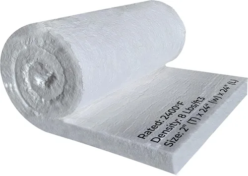 Manta aislante de fibra de cerámica, 2 pulgadas de grosor x 24 x 24 pulgadas, manta de cerámica de densidad 8# de 2400F, aislamiento ignífugo para