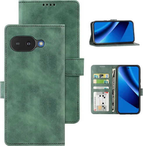 Miniatura 26 de Funda tipo cartera con tapa para Google Pixel 6a, [piel sintética + parachoques de TPU] [3 ranuras para tarjetas] [función de soporte]