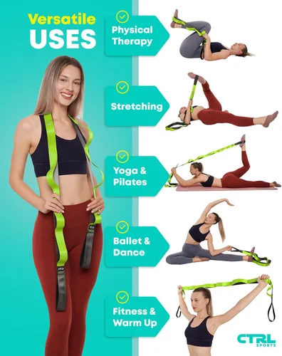 Miniatura 4 de Correa elástica con bucles, banda elástica no elástica para terapia física, correa de yoga para equipo de estiramiento, bandas elásticas