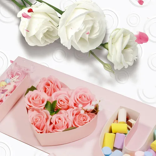 Miniatura 5 de Geoto Paquete de 6 cajas de regalo rellenables en forma de letra de 17.3 x 6 x 2 pulgadas, color rosa/rojo/blanco, caja de regalo con texto en Rosa