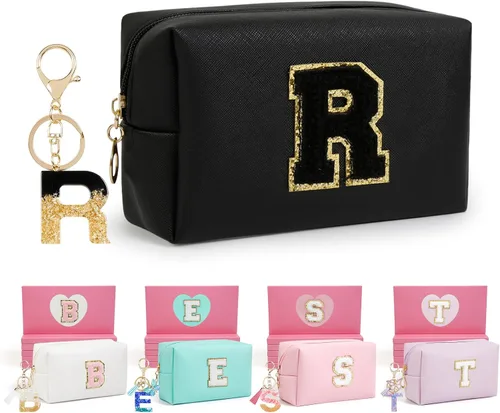 Miniatura 27 de AIBFRID 2 piezas de bolsas de maquillaje iniciales para mujeres, regalos de cumpleaños para niñas de 4 5 6 7 8 9 10 11 12 años, bolsas de cosméticos