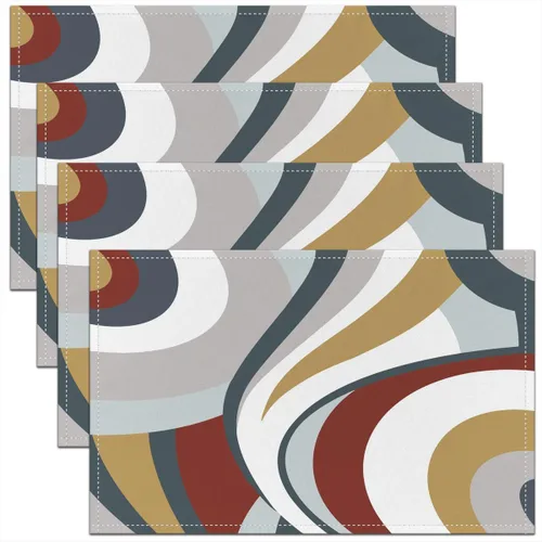 Miniatura 28 de Modern Circles - Juego de 4 manteles individuales de 12 x 18 pulgadas, patrón geométrico abstracto, decorativo, para niños, adolescentes y adultos