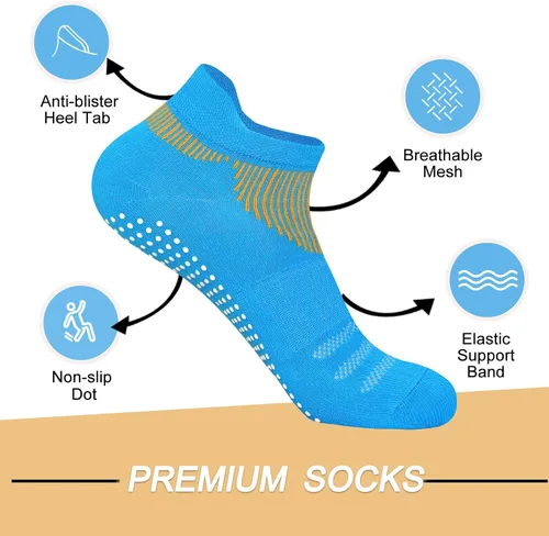 Miniatura 2 de FUNDENCY Calcetines de yoga antideslizantes para mujer, 6 pares, calcetines antideslizantes para pilates, Bikram Fitness Calcetines con empuñaduras