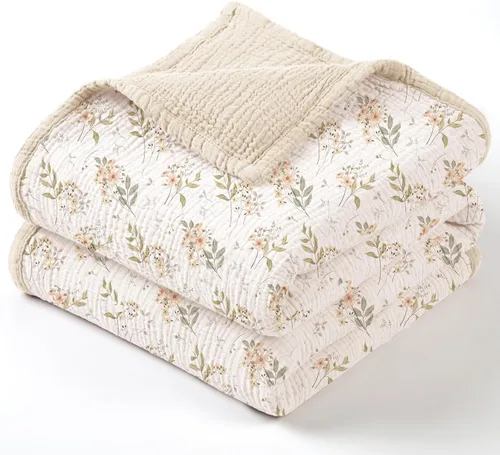 Miniatura 12 de lulumoon Manta de muselina neutra para bebé, ropa de cama de algodón transpirable para cuna para niños pequeños, 4 capas suaves y ligeras