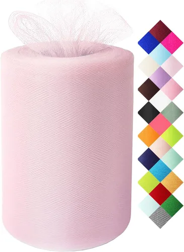 Miniatura 22 de Rollo de tela de tul azul agua de 6 pulgadas x 300 pies (100 yardas), cinta de tul mate cinta de red malla carrete para DIY falda tutú lazo de boda