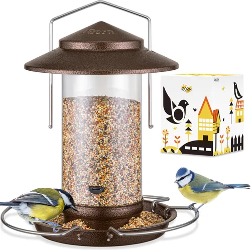 Miniatura 13 de iBorn Comedero de pájaros de metal a prueba de ardillas para pájaros para colgar en exteriores para cardenal exterior, capacidad para semillas de 3
