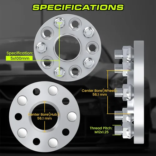 Miniatura 2 de Customadeonly Espaciadores de rueda centrados forjados de 0.197 x 3.937 in (2 piezas) - Compatible con Subaru BRZ, Impreza, Forester, WRX, XV, Negro