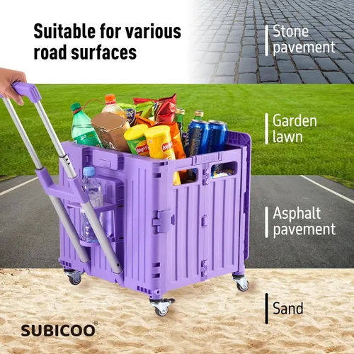Miniatura 6 de Carrito de Utilidades Plegable Carrito Portátil con Caja con Ruedas Manual Carro de Compras Caja de Herramientas Plegable, con Tapa, Cesta en 4