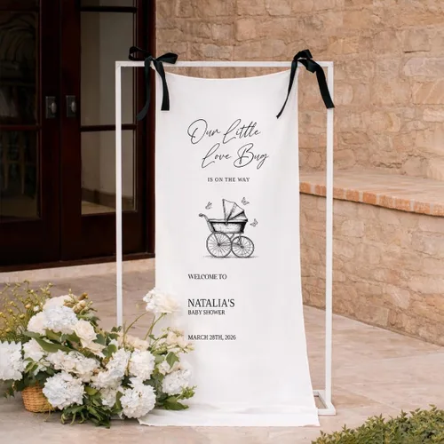 Miniatura 11 de Banner de bienvenida personalizado para baby shower, letrero de telón de fondo de tela con nombre personalizado Baby Shower #6