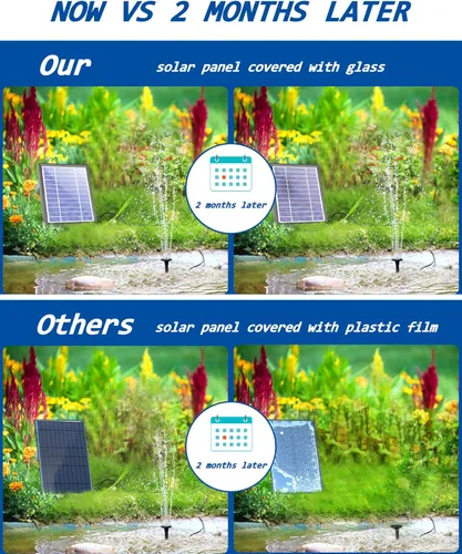 Miniatura 9 de Biling Fuente solar para baño de pájaros, kit de panel solar, bomba de agua solar para exteriores con tubo de 4 pies para baño de colibríes