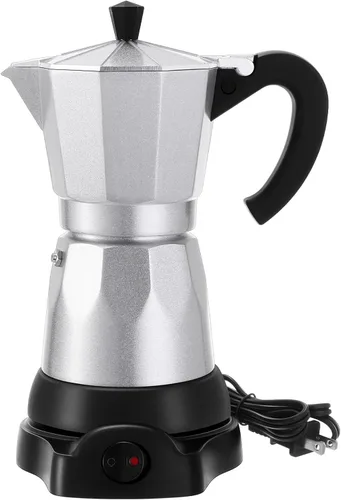 Miniatura 8 de Olla de Café Lemosae 6 Tazas Eléctrica Cafetera de Espresso Italiana Moka 300ml Portátil de Aluminio con Base Desmontable, Regalo para Hogar y Viaje