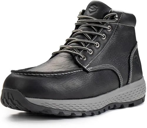SUREWAY Botas de trabajo para hombre, color marrón y negro, ligeras, informales, con cuña suave, puntera tipo mocasín, plantilla cómoda, resistente