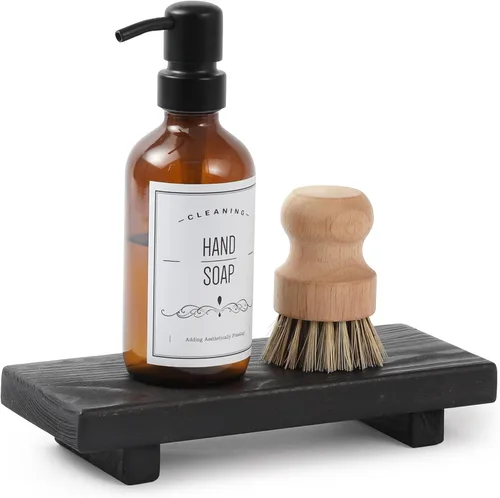 Miniatura 8 de Soporte de Jabón de Pedestal de Madera, Elevador de Madera de Granja, Soporte para Jabonera/Bandeja para Decoración de Mostrador para Baño y Cocina