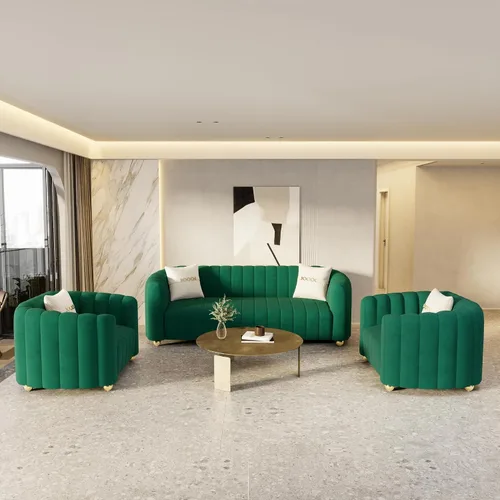 Miniatura 11 de Sofá de terciopelo negro de 83 pulgadas, sofá moderno de mediados de siglo para 3 personas Chesterfield copetudo de terciopelo con 2 almohadas
