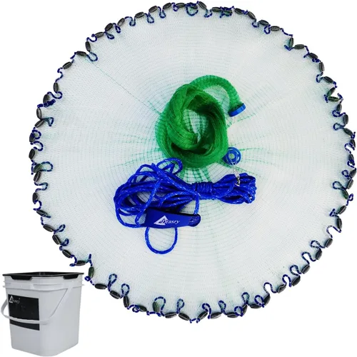 Miniatura 8 de Drasry Red de Lanzar de Pesca Americana de Agua Salada Tamaño de Malla de 3/8 Pulgadas para Cebo Trampa de Camarones Peces Plomos de Servicio Pesado