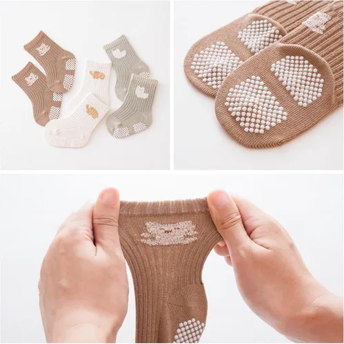 Miniatura 4 de J Poqobog Calcetines deportivos para bebé, calcetines de algodón peinado para niños pequeños, antideslizantes, antideslizantes, paquete de 9