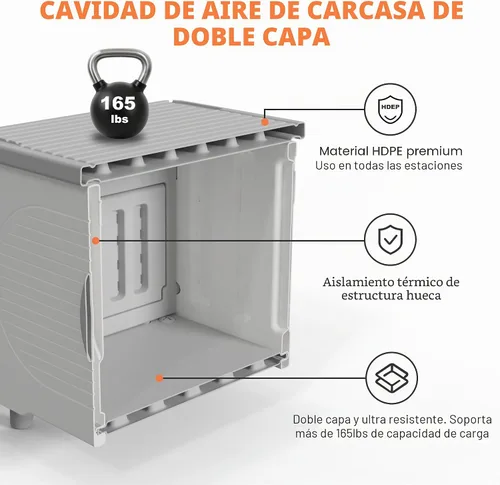 Miniatura 3 de Casa para gatos al aire libre, resistente a la intemperie, refugio para gatos con puerta de escape y solapa de puerta de PET, apilable elevado