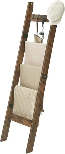 Miniatura 8 de Hzuaneri Escalera para Mantas para Sala de Estar, Estante Decorativo para Colchas con 4 Ganchos Desmontables, Organizador de Estante Soporte