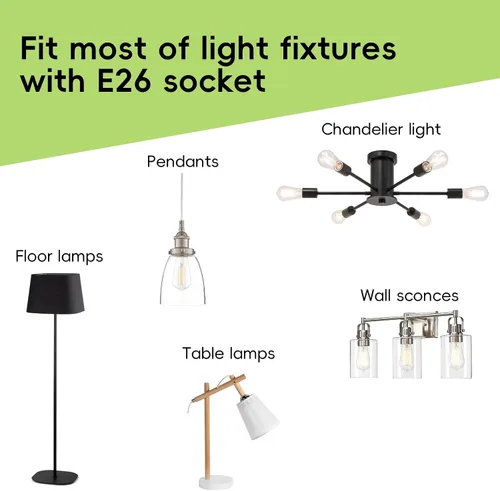 Miniatura 6 de Jensense Bombillas LED Edison E26, 60 vatios equivalentes, bombillas regulables, 2300 K, luz blanca cálida (cristal ámbar), estilo vintage