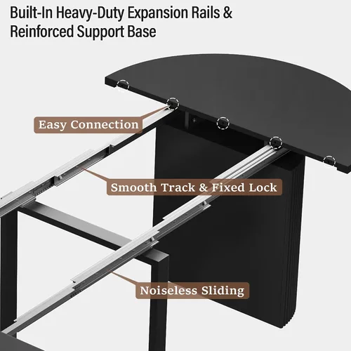 Miniatura 5 de weselon Mesa de comedor extensible de 42 a 105 pulgadas para 4 a 12, mesa de comedor ovalada expandible con base de pedestal estriada y pata
