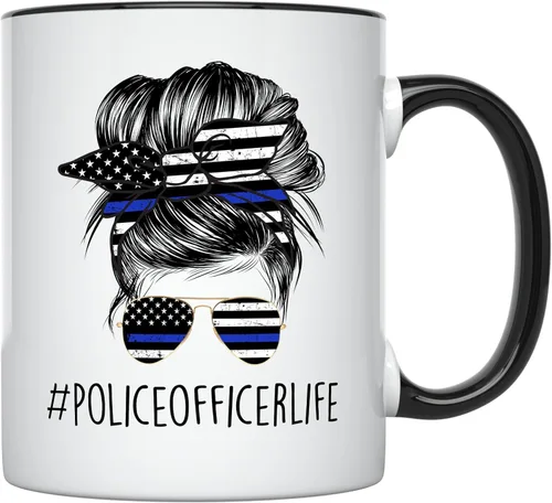 YouNique Designs Taza de café para mujer de policía, taza de café para mujer, taza de graduación de la Academia de Policía, taza de policía para