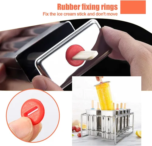 Miniatura 5 de Moldes de paletas de acero inoxidable, juego de 6 moldes para hacer helados, moldes de paletas caseras reutilizables de metal con palos y bolsas