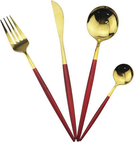 Elegant Life - Juego de cubiertos de acero inoxidable de 4 piezas para 1, incluye tenedor, cuchara y cuchillo, juego de cubiertos para el hogar y