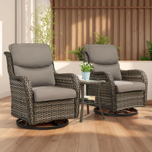 Miniatura 38 de Rilyson Mecedora de mimbre - Juego de 2 sillas mecedoras de mimbre para patio, sillas mecedoras de ratán para porche al aire libre, terraza, jardín