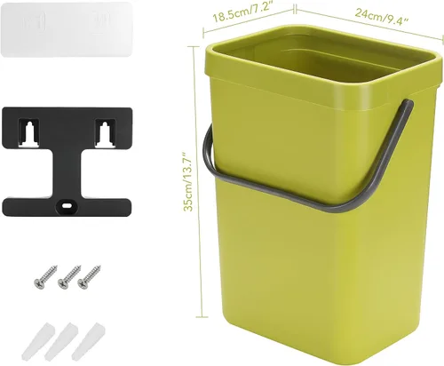 Miniatura 7 de stonespace Cubo de basura pequeño con tapa, cubo de compostaje montable para interiores, cubo de basura colgante con tapa para Verde