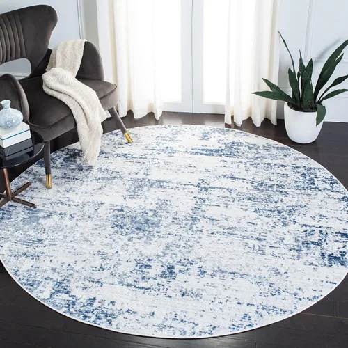 Miniatura 23 de SAFAVIEH Amelia Collection ALA700A - Alfombra decorativa de 2'2" x 4', diseño moderno abstracto, color marfil y azul, no desprende pelusa y de fácil