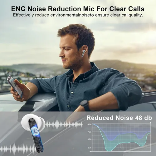 Miniatura 2 de Auriculares inalámbricos Samsung Bluetooth 5.3 para Samsung Galaxy S26 S25 Ultra/S24/S23/A17/A16/A56/LED con micrófono con cancelación de ruido