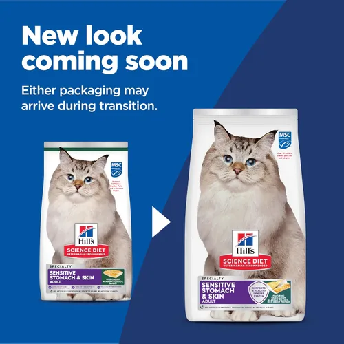 Miniatura 2 de Hill's Science Diet Alimento seco para gatos adultos con estómago y piel sensible, comida de abadejo y receta de cebada, bolsa de 6 libras