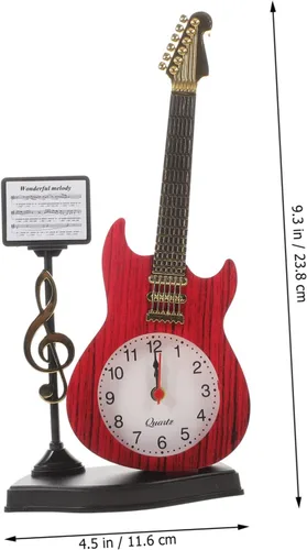 Miniatura 7 de KOMBIUDA Reloj de escritorio de instrumentos musicales, reloj de noche analógico único para decoración del hogar y la oficina, elegante adorno