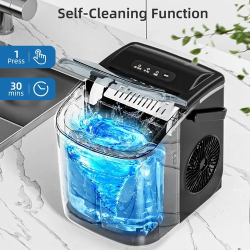 Miniatura 3 de Antarctic Star Máquina para hacer hielo para encimera, máquina de hielo portátil con asa de transporte, 26 libras al día, 9 cubos listos en 6